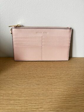 MICHAEL KORS Blush Pink Leather Card Wallet with Zip